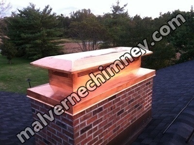 Before and after chimney cap replacement in Malverne, NY
